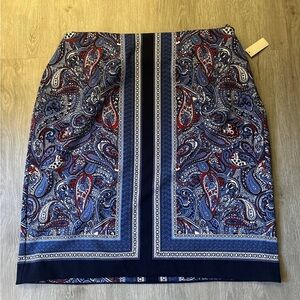 NWT Talbots red blue paisley skirt 16W